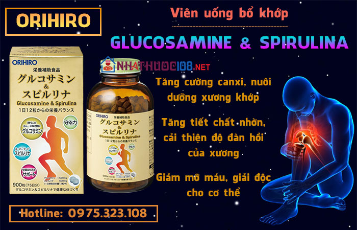 Viên uống bổ khớp Glucosamine & Spirulina Orihiro